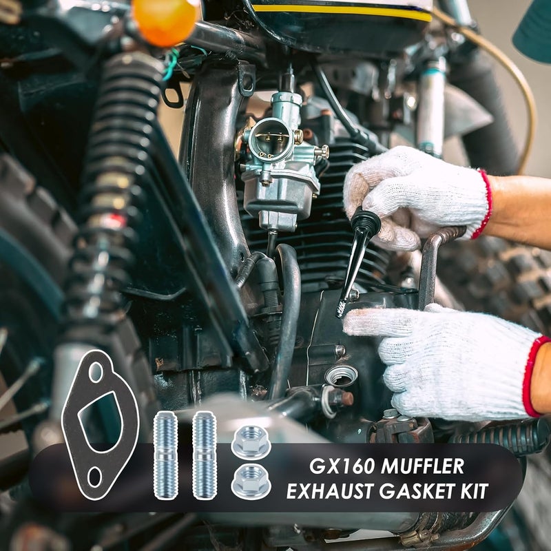 TNJPSEK Predator 212 Exhaust Muffler Gasket Kit, 212cc Non-Hemi Carb Exhaust Pipe Mounting Hardware Studs Set Compatible with CT200U CT200U-EX BT200X MB200 ATVs Go Karts Mini Bike Engine - Image 4